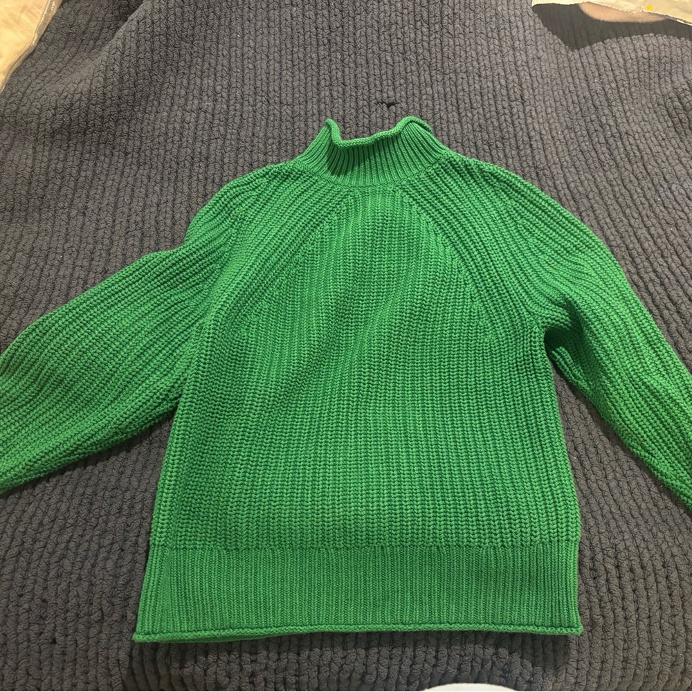 Green Mock-Neck Knit J Crew Women’s Sweater